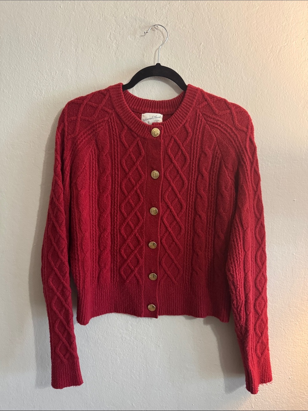 Universal Thread Red Cable-Knit Button Cardigan